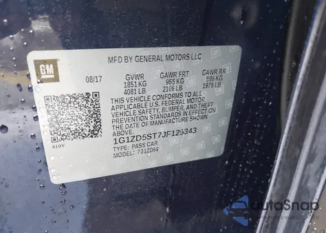 2018 Chevrolet Malibu Lt из США, поврежденный, VIN 1G1ZD5ST7JF125343